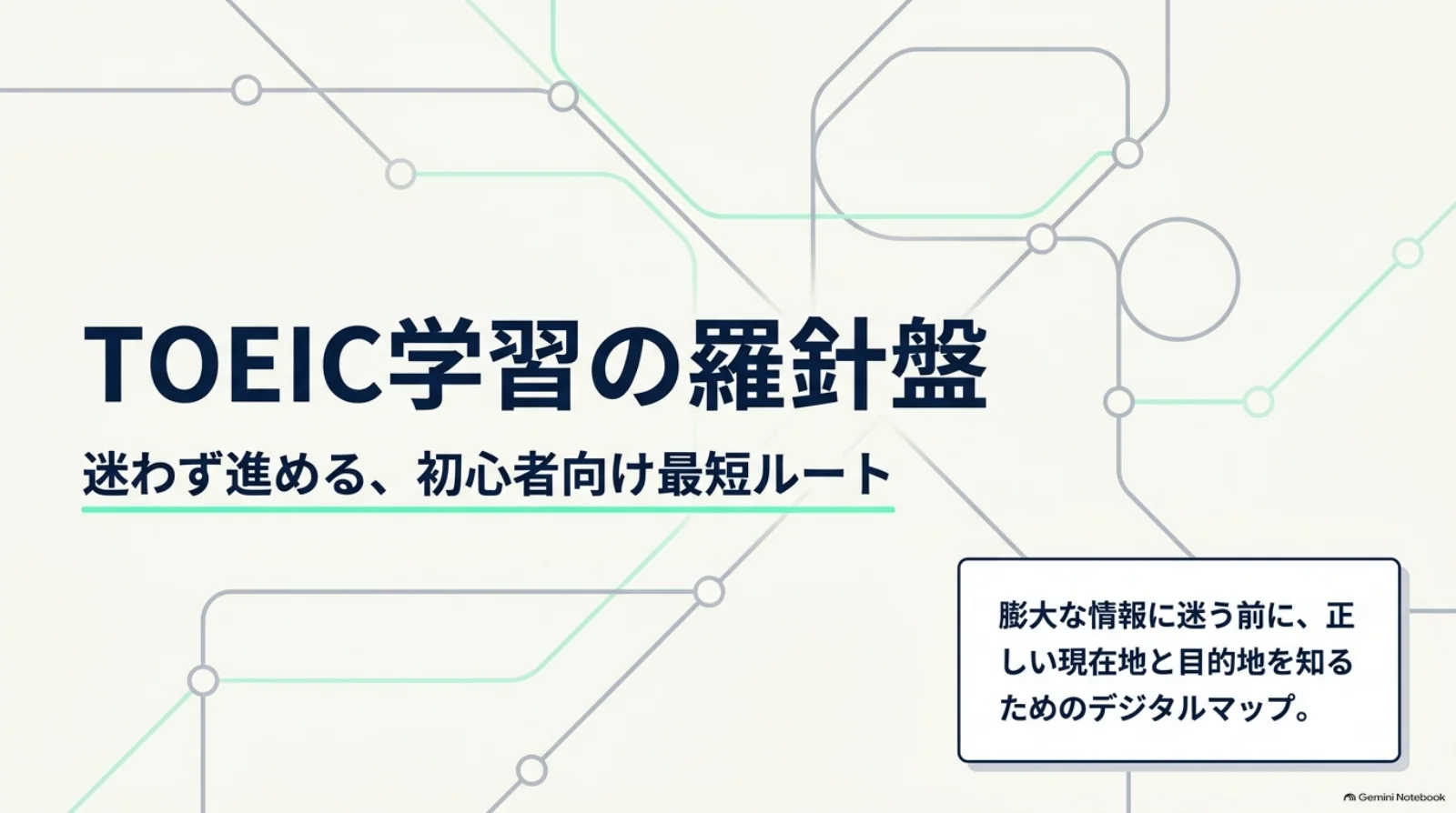 現在地と目標を確認し、迷わず学習を進めるためのTOEIC初心者向けロードマップの表紙